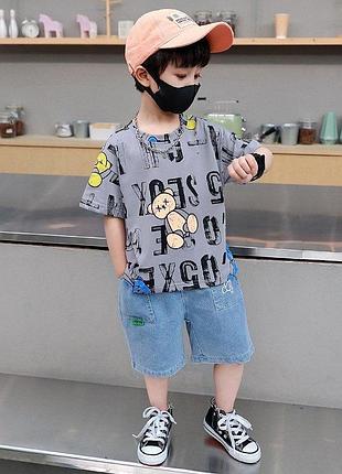 Стильний літній комплект -джинсові шорти + футболка