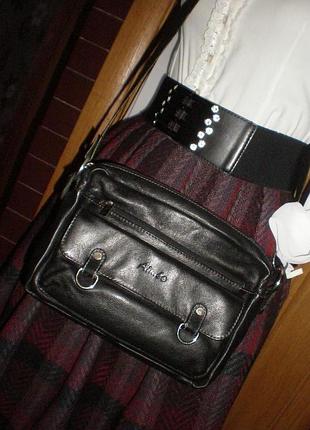 Супер шкіряна сумка з довгою ручкою