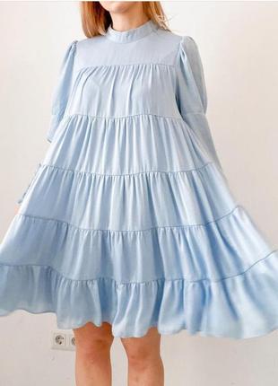Голубое платье свободного кроя3 фото