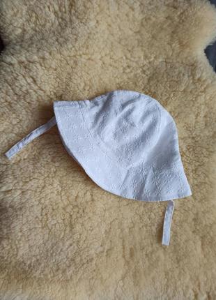 Біла панамка 48, 49, панама з прошви, з зав'язками