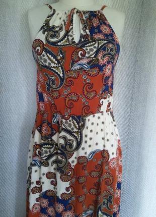 Женское  вискозное платье, плаття, натуральный сарафан молочное в мелкий цветок.