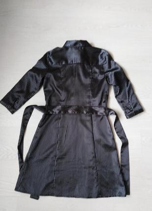 👍 атласное платье-рубашка черное в полоску😍3 фото