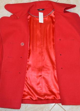 Красное демисезонное пальто полупальто с карманами marks & spencer шерсть new wool этикетк8 фото