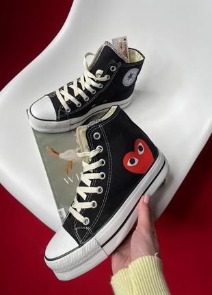 Кеды на платформе converse x comme des garcons play high top platform black3 фото