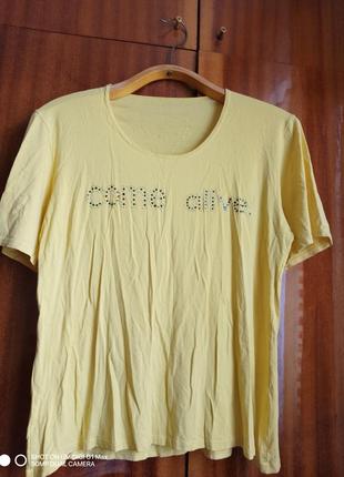 Летняя женская футболка желтого цвета италия р.48-501 фото