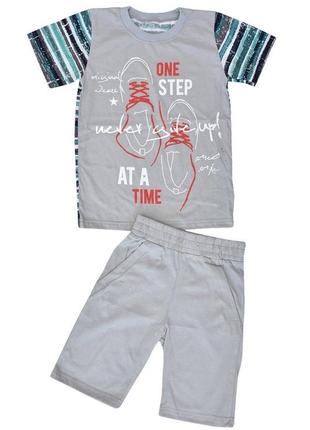 Легкая хлопковая пижама футболка шорты 122см 128см 134см 140см 100% хлопок1 фото