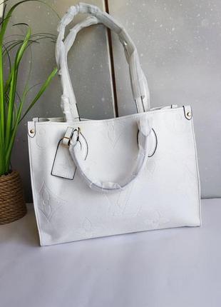Белая большая сумка шоппер, брендовая4 фото
