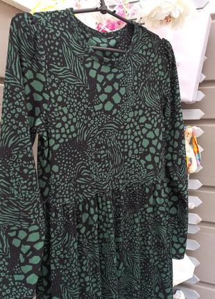Сукня плаття тигровий принт зелена довжина міді7 фото