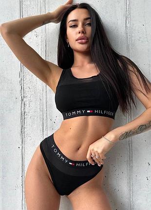 Спортивна жіноча білизна з логотипом tommy hilfiger комплект білизни топ і трусики