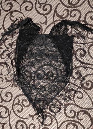 Качественный, кружевной, ажурный платок, косынка с кистями от бренда divided8 фото