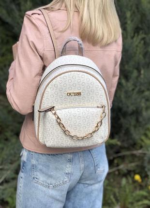 Рюкзак женский guess оригинал ellison backpack гесс белый в лого