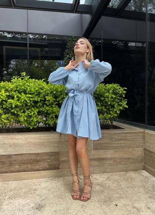 Шикарное платье рубашка беби долл короткое мини с пышной юбкой расклешенное чёрное белое бежевое сиреневое жёлтое малиновое розовое голубое бирюзовое