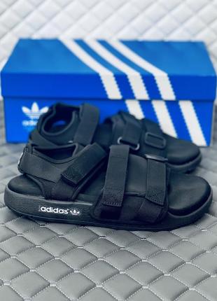 Adidas adilette black сандалии мужские текстильные черные адидас