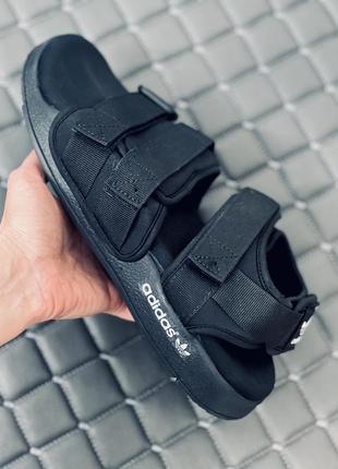 Adidas adilette black сандалии мужские текстильные черные адидас10 фото