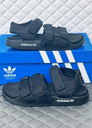 Adidas adilette black сандалии мужские текстильные черные адидас5 фото