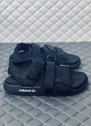 Adidas adilette black сандалии мужские текстильные черные адидас9 фото