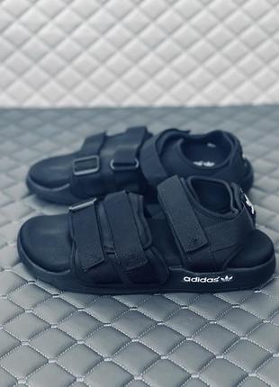 Adidas adilette black сандалии мужские текстильные черные адидас7 фото