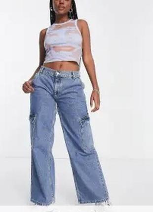 Стильные трендовые широкие карго джинсы