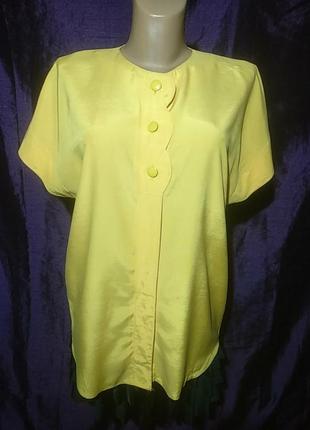 Блуза миинокрийная, интересные детали,винтаж,желтый цвет