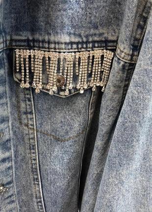 Джинсовка куртка джинсовая со стразами4 фото