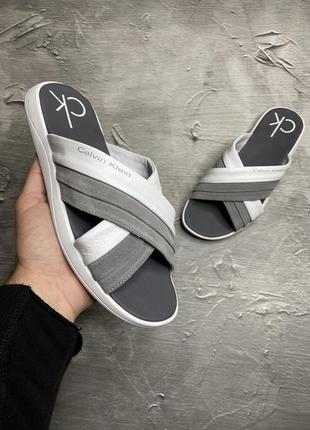 Мужские шлепанцы calvin klein grey white 40-41-42-43-44