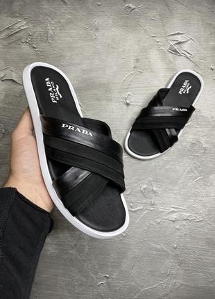 Мужские шлепанцы prada black white 40-41-42-43-44