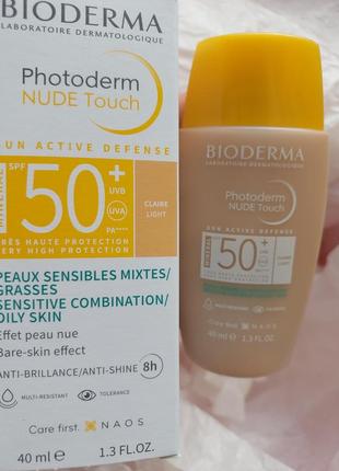 Bioderma photoderm nude touch spf50+ сонцезахисний крем для обличчя