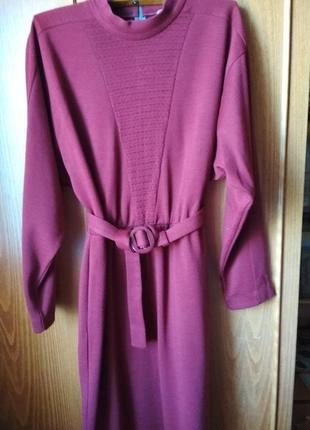 Тепле шерстяне вишневе плаття