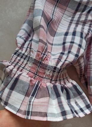 Коттоновая укороченная блуза со сборкой6 фото