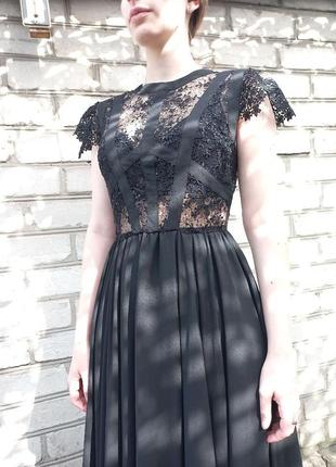 Вечернее выпускное макси платье длинное в пол чёрное платье5 фото