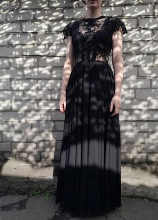 Вечернее выпускное макси платье длинное в пол чёрное платье3 фото