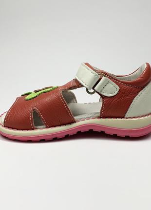 Кожаные сандалии летние для девочки бело-розовые 21 22 23 размер 2530 берегиня3 фото