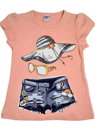 Футболка для девочки р110 персиковый турция 20845