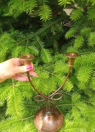 Продам роскошный подсвечник из латуни с выбитым узором