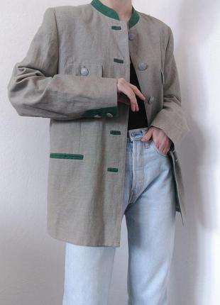 Винтажный льняной пиджак серый жакет винтаж land haus пиджак лен блейзер винтажный серый блейзер винтаж пиджак9 фото