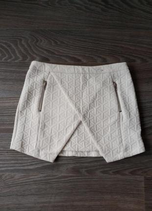 Оригинальная юбка мини молочного цвета1 фото