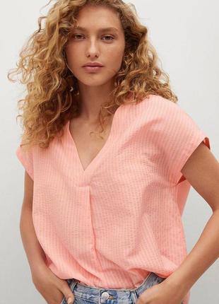 Хлопковая блуза оверсайз с принтом mango - xs,  l1 фото