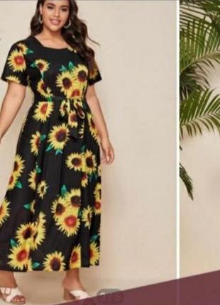 Неперевершене плаття,сукня платье в соняшники shein