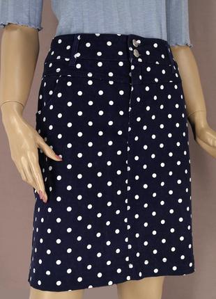 Брендовая тёмно-синяя коттоновая юбка "bpc" в горошек. размер uk16/eur44(xl).3 фото