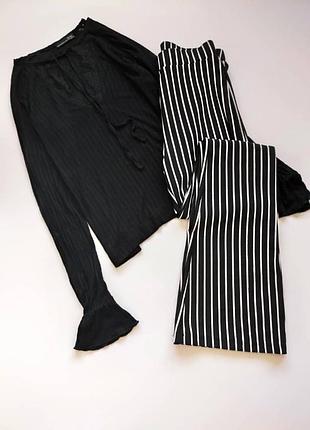 Тоненька кофтинка zara у рубчик з мереживом , зав'язками на шиї та воланчиками на рукувах❤