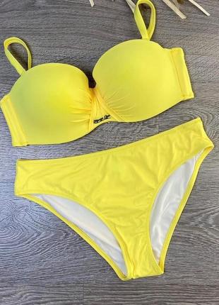 Роздільний купальник жіночий купальник на великі груди жовтий купальник