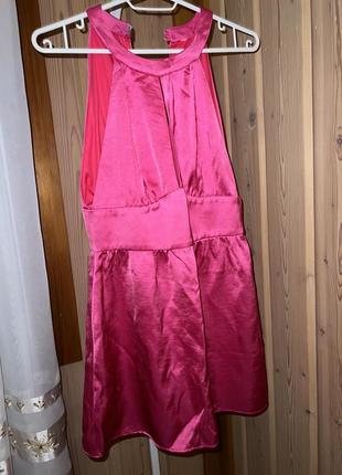 Сатиновое атласное платье мини сарафан фуксия zara оригинал5 фото