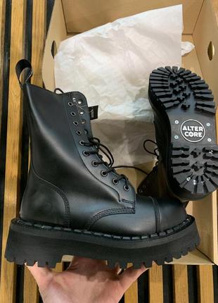 Altercore black leather ботинки берцы рок обуви