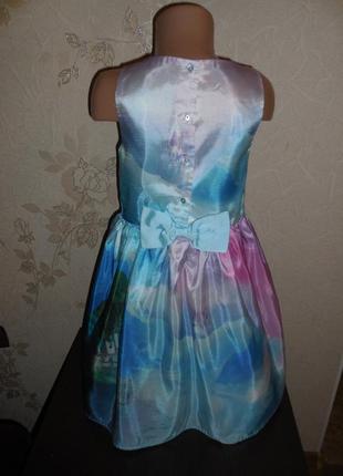 Нарядное платье h&amp;m frozen, верх и подклад полиестер+ фатин, 8-9 лет (134 см)4 фото