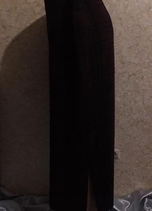 Баклажановая юбка-карандаш с разрезом слева и пояс на резинке5 фото