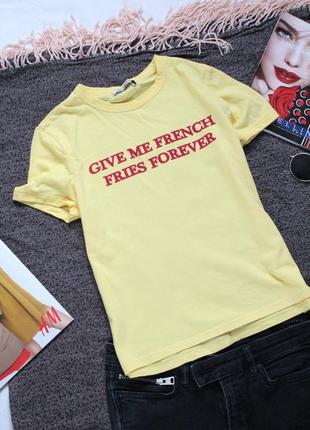 Желтая футболка зара с надписью 36 размер с zara