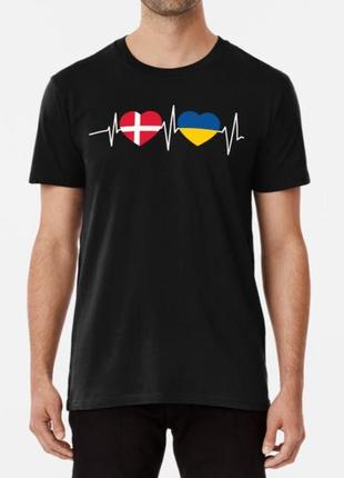 Чоловіча та жіноча патріотична футболка з принтом denmark ukraine данія україна