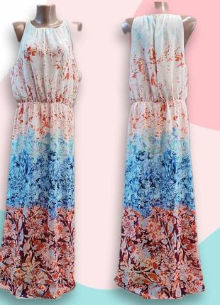 Сукня h&m l-xl максі з квітковим принтом платье макси eur42 us12