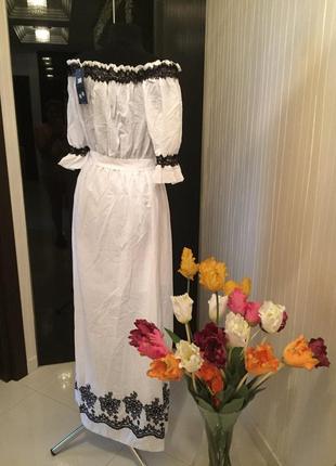 Сукня натуральна батистова з вишивкою4 фото