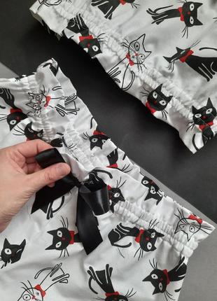 Женская хб пижама топ и шорты с котиками2 фото